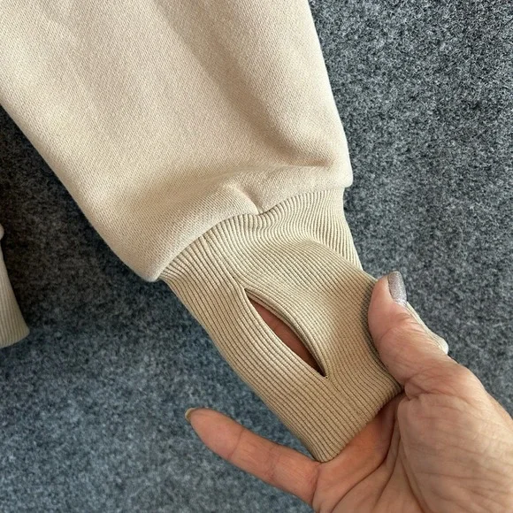 *NWT *Anrabess Women's Full-Zip Hoodie With Collar ~ Khaki~Size Large (MSRP $30) - Picture 8 of 15